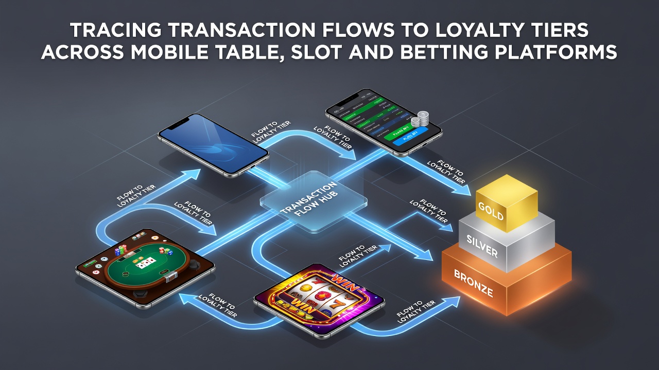 Darstellung von Transaktionsflüssen und Loyalitätsstufen in mobilen Glücksspielplattformen